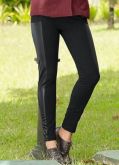 Legging Preta Montaria Detalhe de Couro
