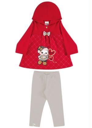 Vestido e Legging Mônica Baby Brandili Vermelho