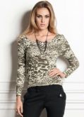Blusa Manga Longa com Estampa de Onça