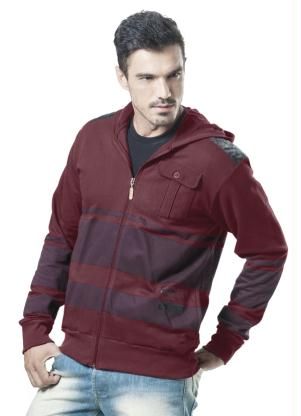 Jaqueta de Moletom com Capuz Vermelho Bgo