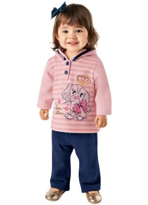 Conjunto Blusão e Calça Brandili Rosa