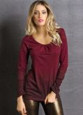 Blusa Manga Longa com Efeito Degradê Bordô