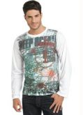 Camiseta Manga Longa com Estampa Frontal Branca