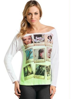 Blusa Decote Canoa Manga Longa Branca