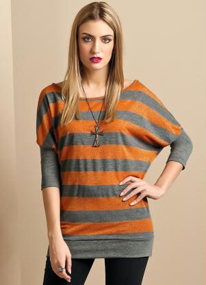 Blusa Listrada Manga 3/4