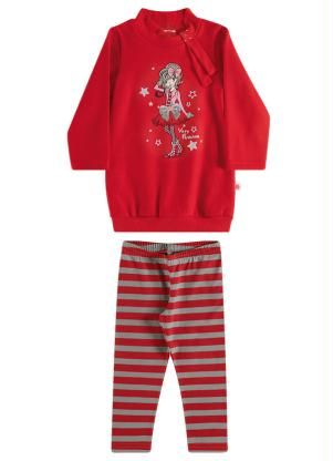 Conjunto Blusao e Legging Brandili Vermelho