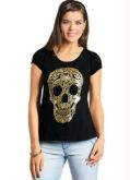 Blusa com Estampa de Caveira Preta