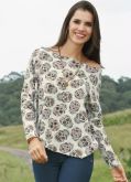 Blusa Caveiras Manga Longa Cinza