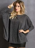 Blusa com Estampa de Cobra Chumbo