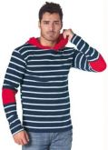 Camisa Azul Listrada com Capuz