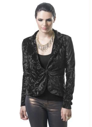 Blazer em Plush Preto Miss Masy
